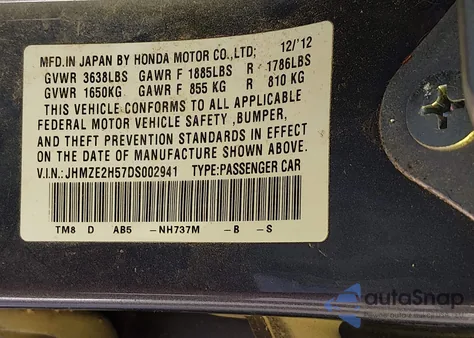 2013 Honda Insight Lx z USA, uszkodzony, nr VIN JHMZE2H57DS002941